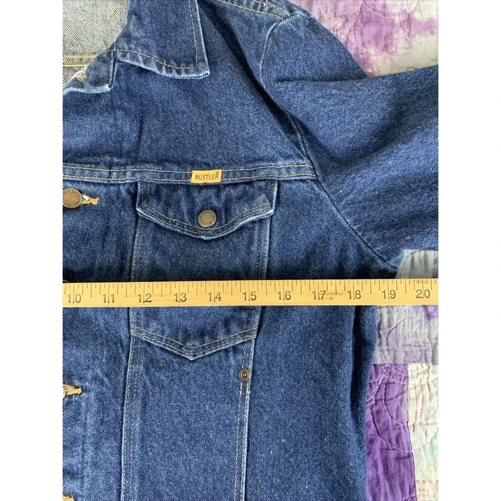 VTG Rustler Denim Jean Jacket Size Youth Kid’s Medium Button Down Made in USA